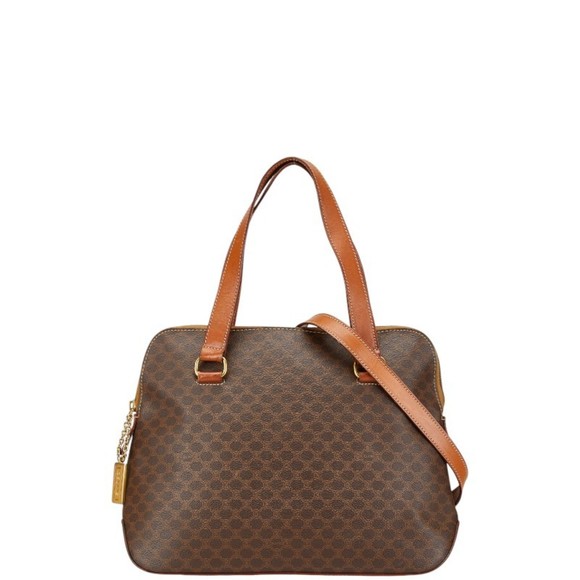 Celine Macadam Handbag Shoulder Bag Brown PVC Leather Women's CELINE - Picture 1 of 10